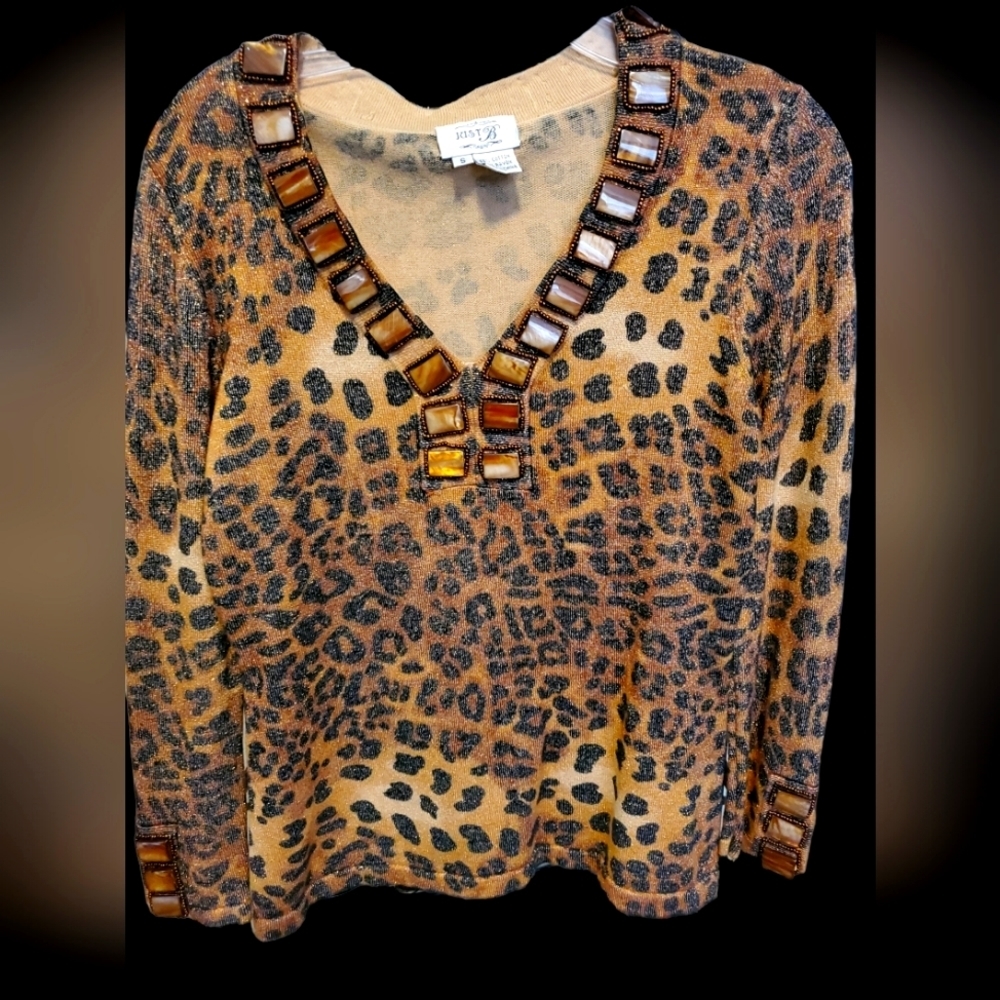 Reg $200 Just B Animal Print Knit sweater size S